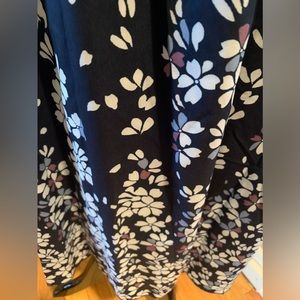 Navy long sleeve A-line midi dress ~ size XL